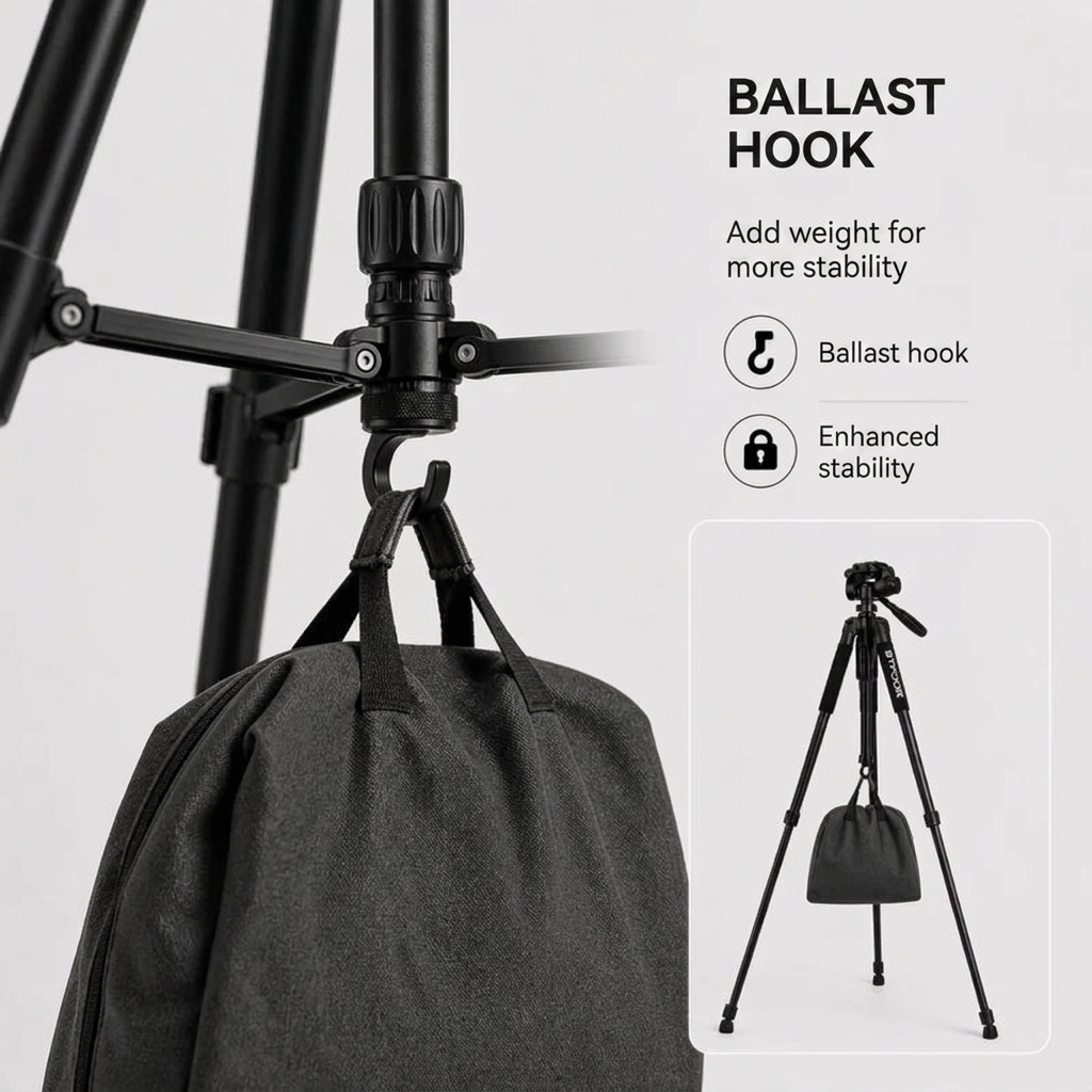 Camera Tripod 140 CM Aluminum | DSLR, Mirrorless & Smartphone | 1/4-inch Screw, Foam Grips & Carry Bag Included