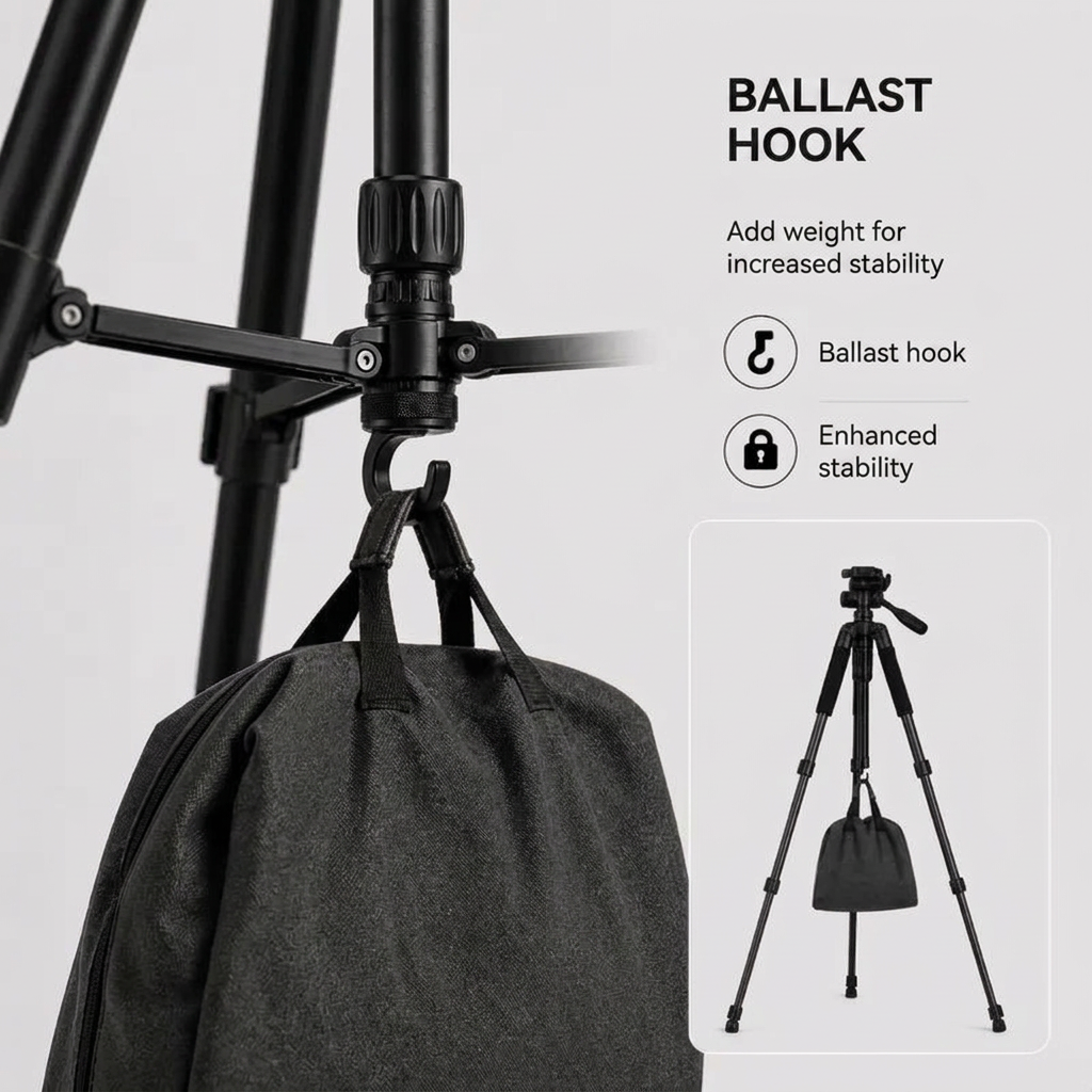 Camera Tripod 150 CM Aluminum | DSLR, Mirrorless & Smartphone | 1/4-inch Screw, Foam Grips & Carry Bag Included