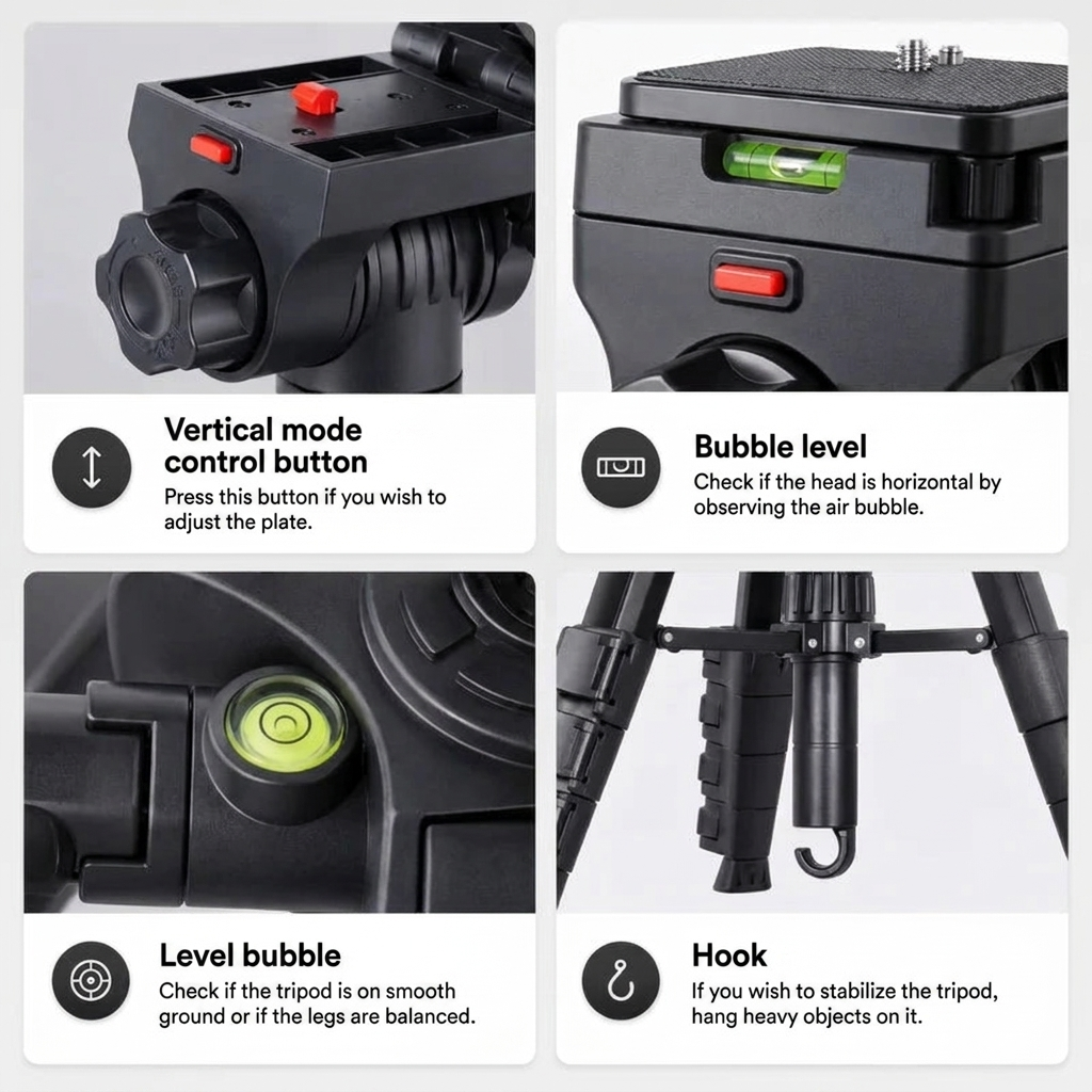 Camera Tripod 185 CM Black Aluminum | DSLR, Mirrorless & Smartphone | 1/4-inch Screw & Storage Bag Included