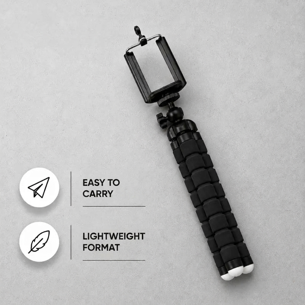 Flexible Tripod Black | iPhone & Android | Flexible Legs & Bluetooth Remote