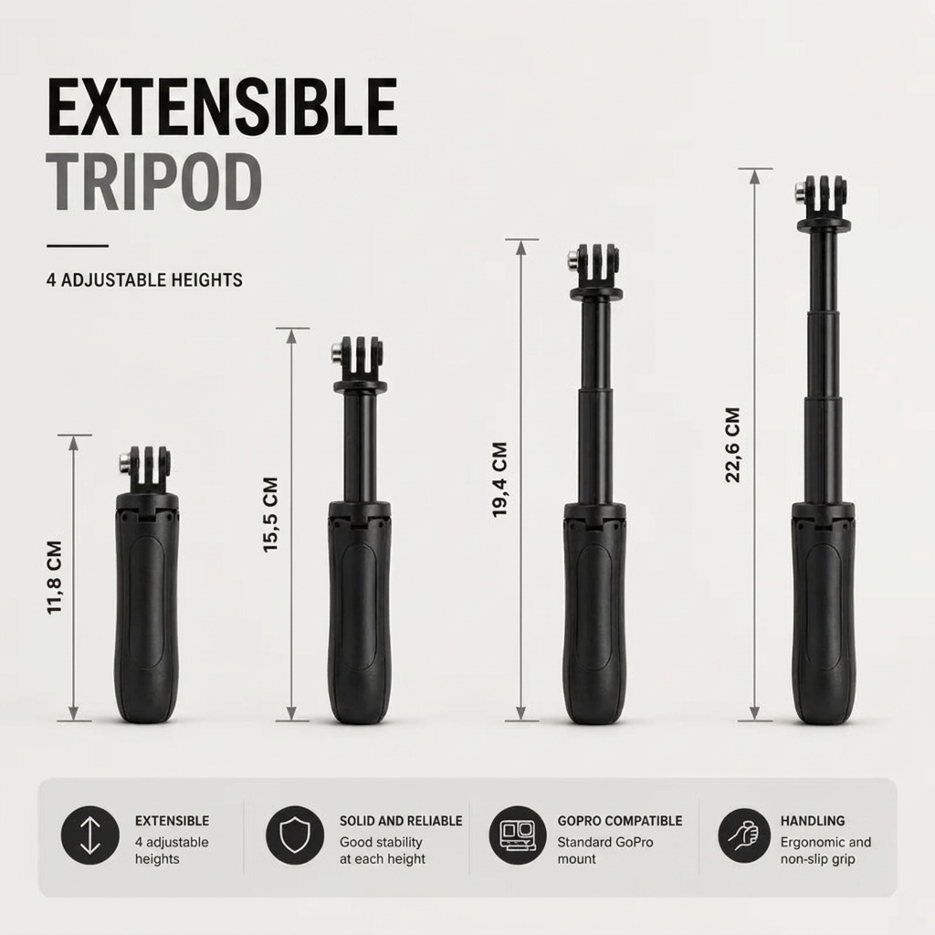 GoPro Tripod 23 CM Black | GoPro & Action Cameras | Extendable & Lightweight