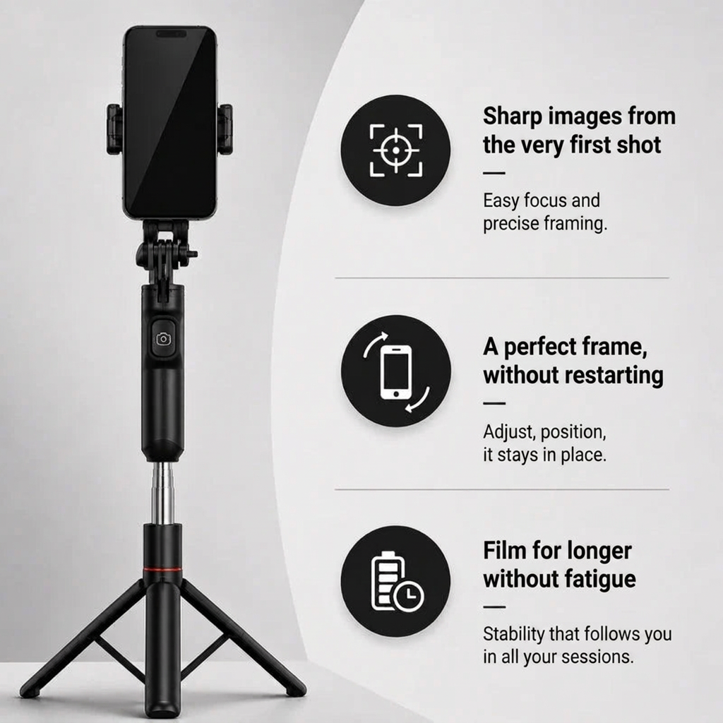 iPhone Tripod 13 14 15 Pro Max 170 CM Red | Built-in Remote