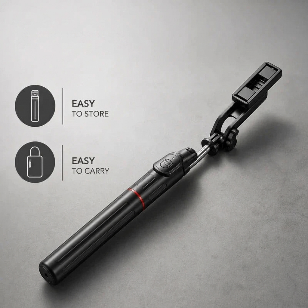 iPhone Tripod 13 14 15 Pro Max 170 CM Red | Built-in Remote