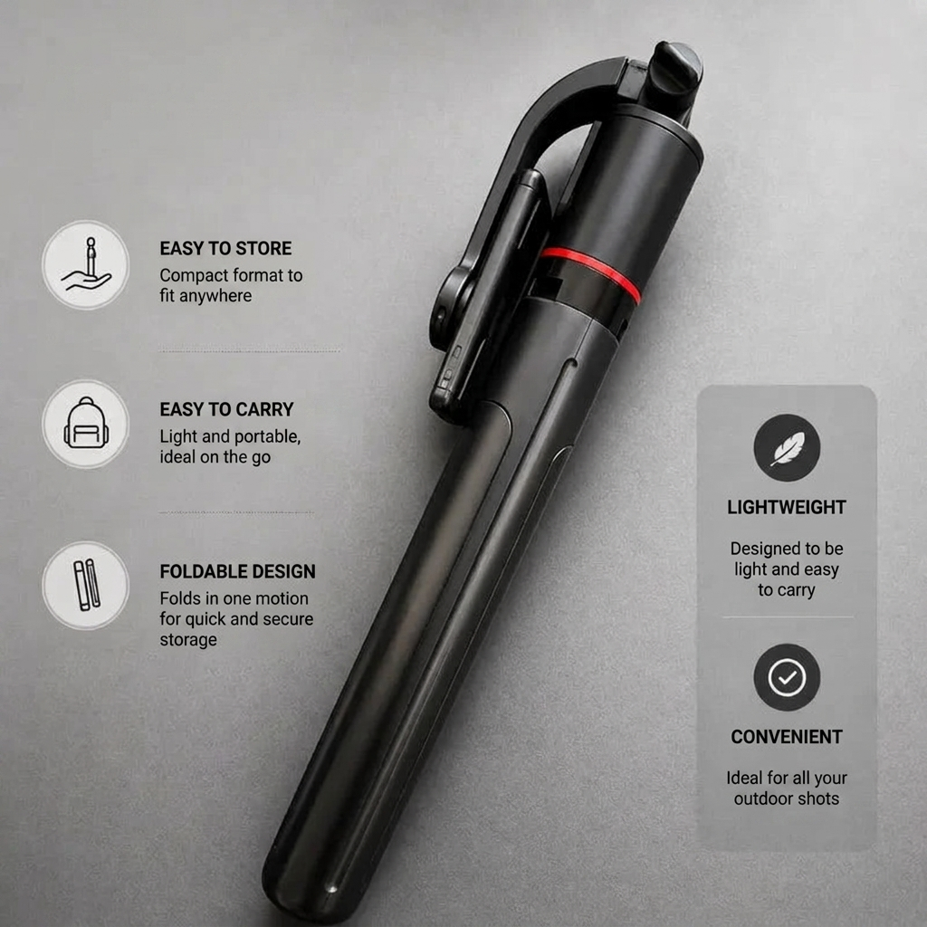 Phone Tripod 172 CM Black | iPhone & Android | 360° Rotation & Extended Reach