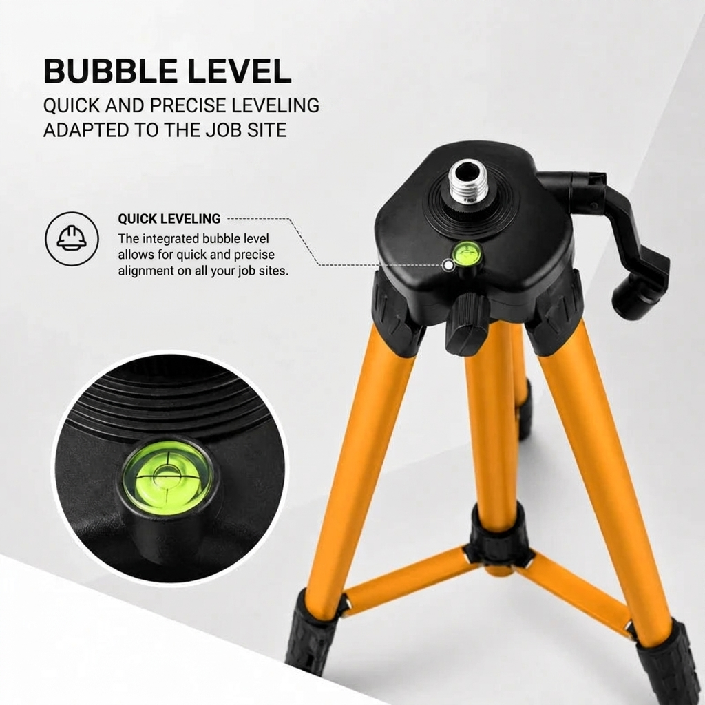 Laser Level Tripod 150 CM Yellow Aluminum | Laser Levels & Cross-Line Lasers | Storage Bag Included