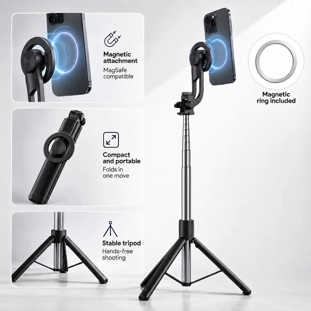 Selfie Stick Tripod iPhone 12 13 14 15 Pro Max 170 CM | Bluetooth