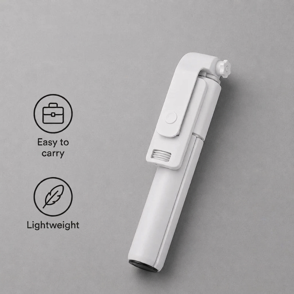 Phone Tripod 70 CM White | iPhone & Android | Selfie & Bluetooth Remote