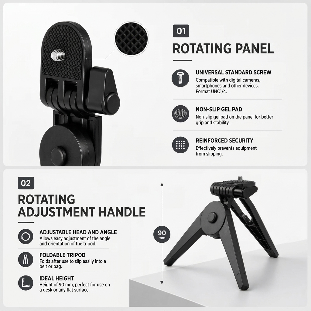 Mini Camera Tripod 16 CM Black | Cameras & Camcorders | Compact & Foldable