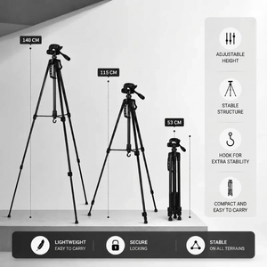Camera Tripod 140 CM Black Aluminum | DSLR, Mirrorless & Smartphone | 1/4-inch Screw, 3 kg Load Capacity & Carry Bag Included