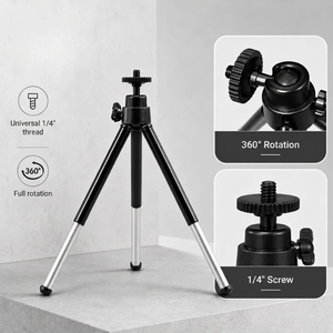 Desktop Tripod 20 CM Black | Video Calls & Streaming | Compact & Phone Holder Included