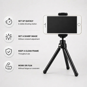Desktop Tripod 20 CM Black | Video Calls & Streaming | Compact & Phone Holder Included