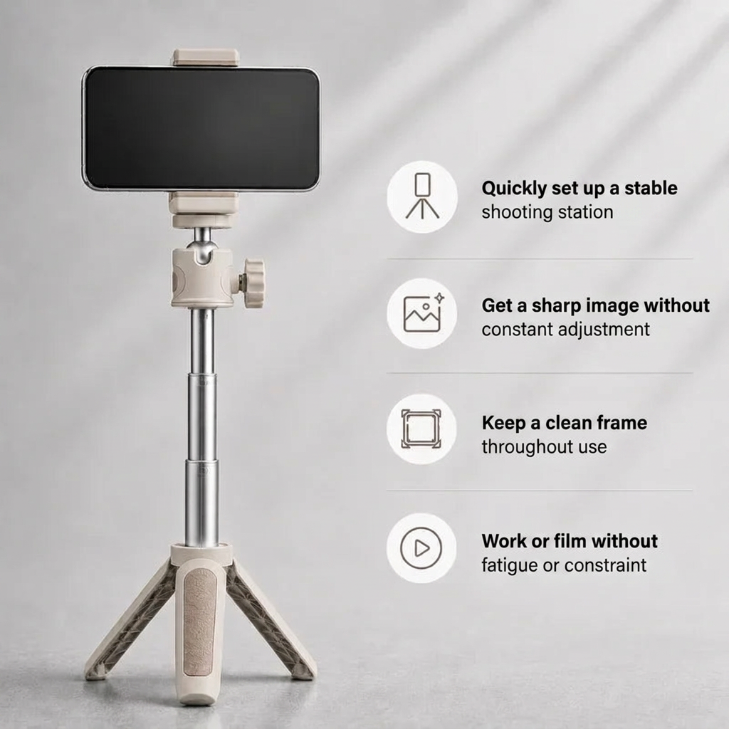 Desktop Tripod 27 CM Gold Pattern | Video Calls & Streaming | Foldable Legs & Phone Holder Included