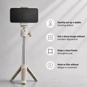 Desktop Tripod 27 CM Gold Pattern | Video Calls & Streaming | Foldable Legs & Phone Holder Included