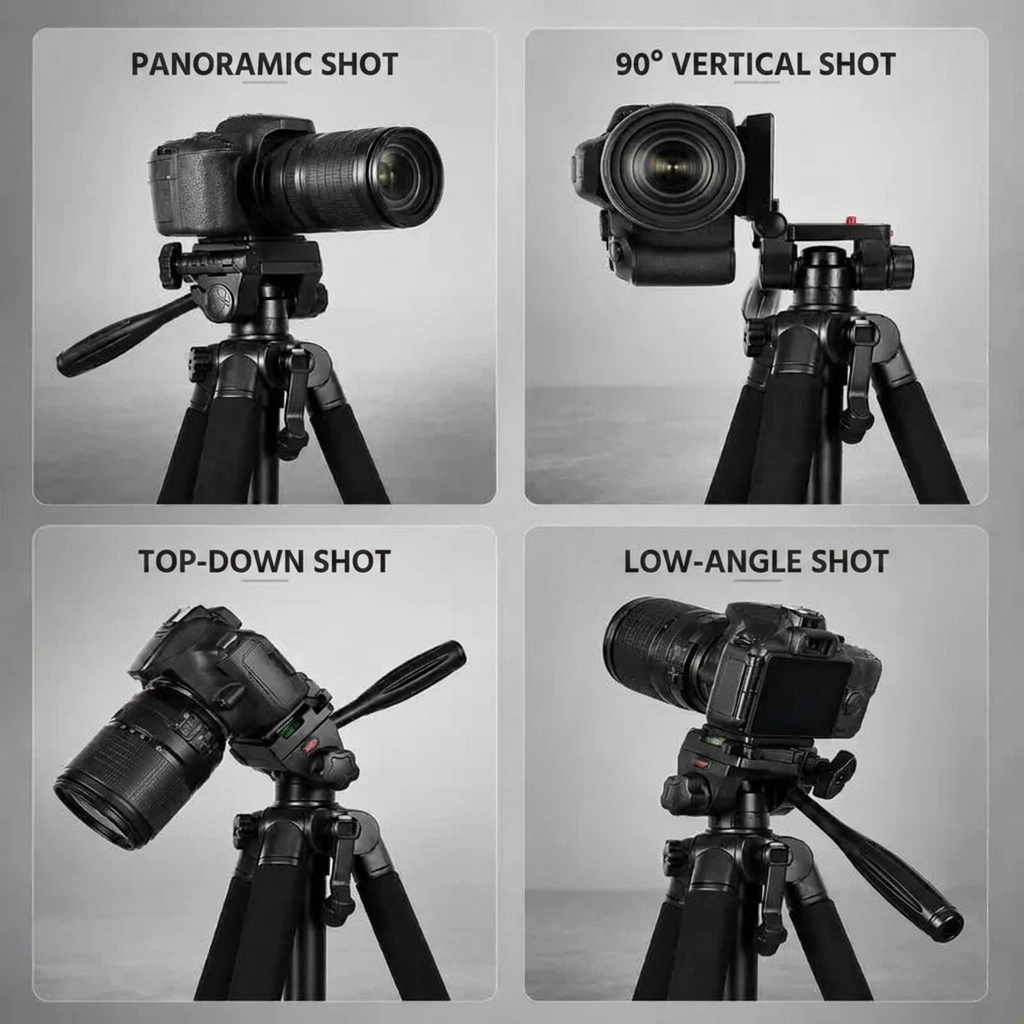 Camera Tripod 150 CM Aluminum | DSLR, Mirrorless & Smartphone | 1/4-inch Screw, Foam Grips & Carry Bag Included