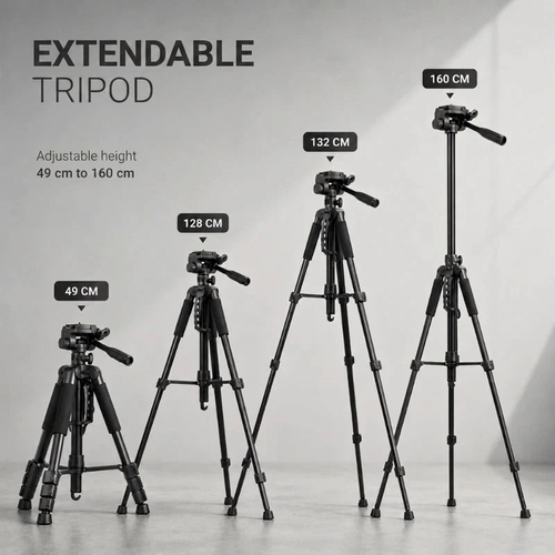 Camera Tripod 160 CM Aluminum | DSLR, Mirrorless & Smartphone | 1/4-inch Screw & Converts to Monopod