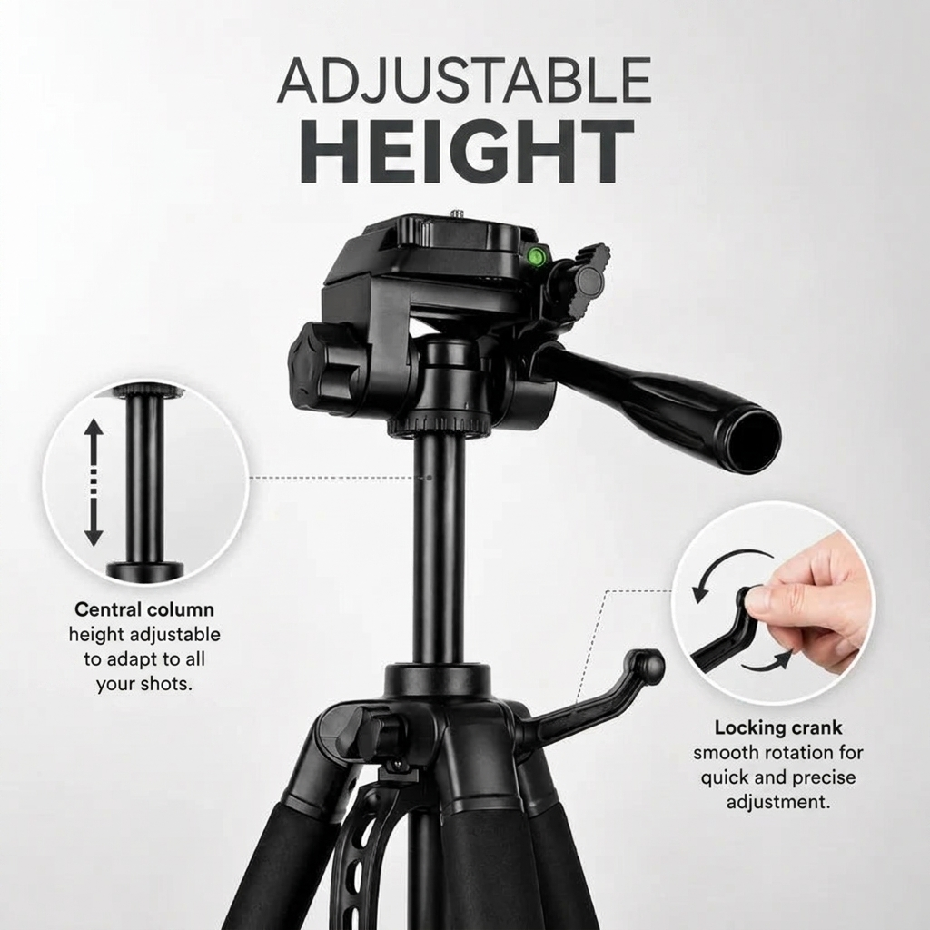 Camera Tripod 178 CM Aluminum | DSLR, Mirrorless & Smartphone | 1/4-inch Screw, Foam Grips & Carry Bag Included