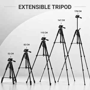 Camera Tripod 178 CM Aluminum | DSLR, Mirrorless & Smartphone | 1/4-inch Screw, Foam Grips & Carry Bag Included