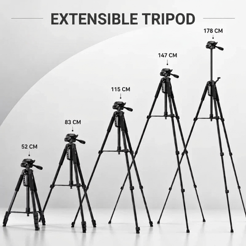Camera Tripod 178 CM Aluminum | DSLR, Mirrorless & Smartphone | 1/4-inch Screw, Foam Grips & Carry Bag Included