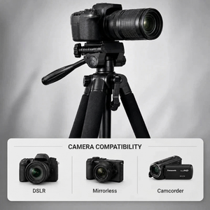 Camera Tripod 188 CM Aluminum | DSLR, Mirrorless & Smartphone | 1/4-inch Screw, Foam Grips & Carry Bag Included