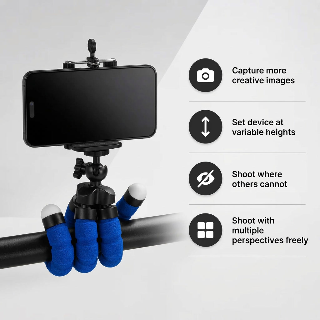 Flexible Tripod Blue | iPhone & Android | Flexible Legs & Bluetooth Remote