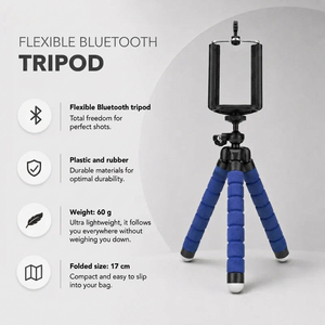 Flexible Tripod Blue | iPhone & Android | Flexible Legs & Bluetooth Remote