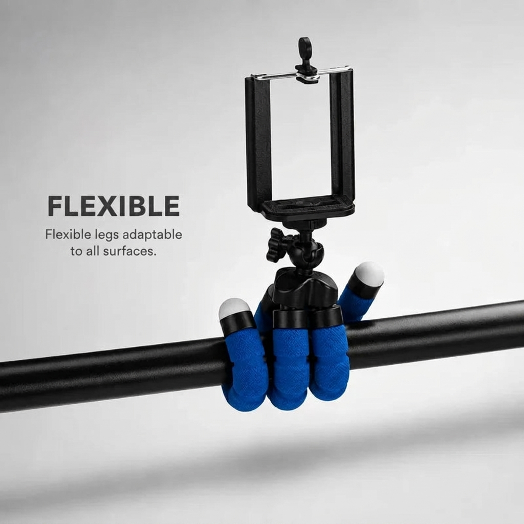 Flexible Tripod Blue | iPhone & Android | Flexible Legs & Bluetooth Remote