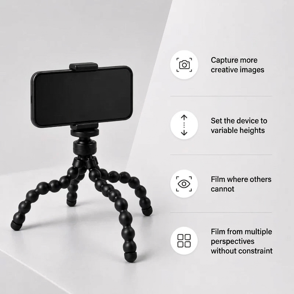 Magnetic Flexible Tripod Black | MagSafe & iPhone | Flexible Legs & Magnetic Mount