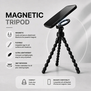 Magnetic Flexible Tripod Black | MagSafe & iPhone | Flexible Legs & Magnetic Mount