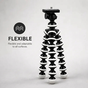 Flexible Tripod Black & White | iPhone & Android | Articulated Legs & Phone Holder Included
