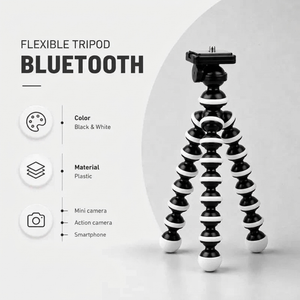 Flexible Tripod Black & White | iPhone & Android | Articulated Legs & Phone Holder Included