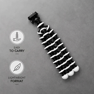 Flexible Tripod Black & White | iPhone & Android | Articulated Legs & Phone Holder Included