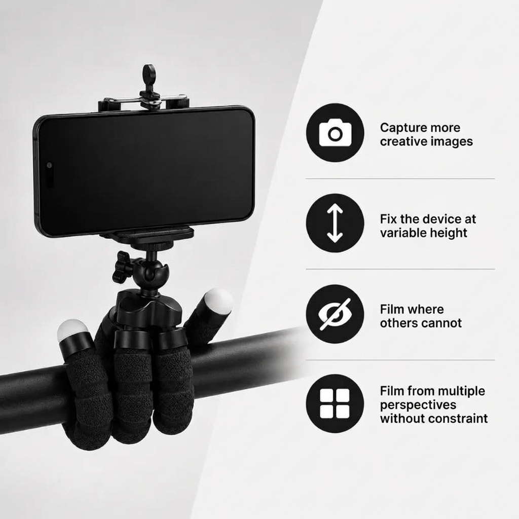 Flexible Tripod Black | iPhone & Android | Flexible Legs & Bluetooth Remote