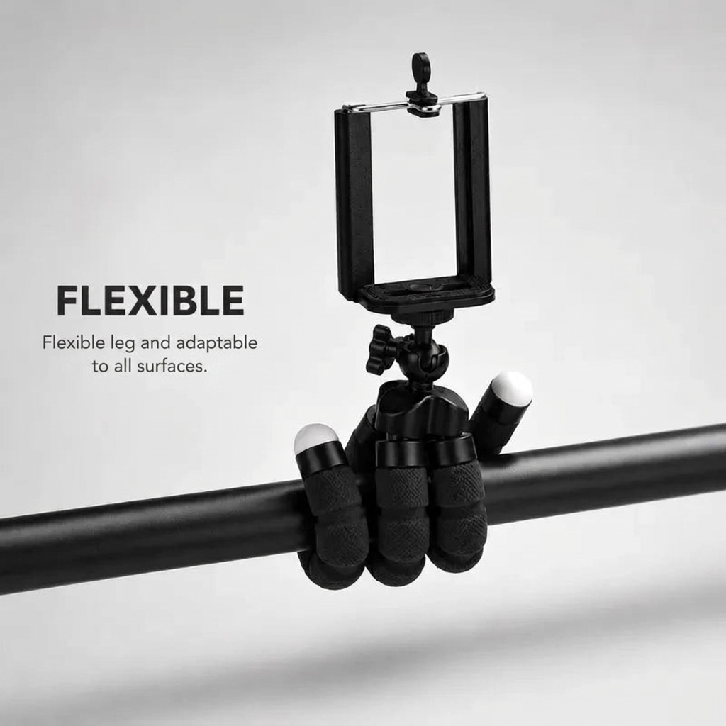 Flexible Tripod Black | iPhone & Android | Flexible Legs & Bluetooth Remote