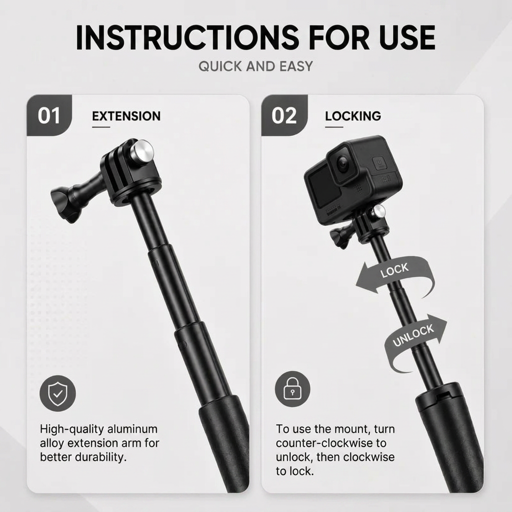 GoPro Tripod 57 CM Black | GoPro & Action Cameras | Non-slip Grip & Extendable