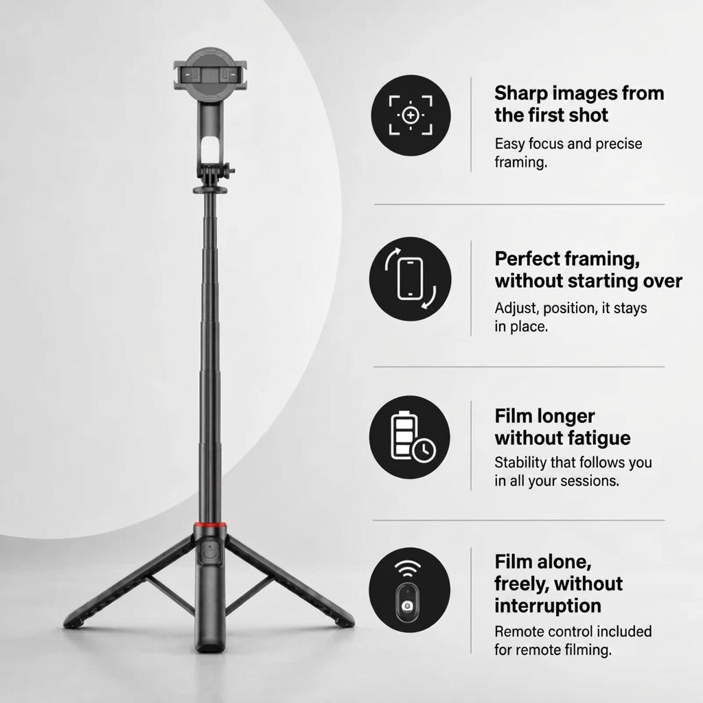 iPhone Tripod 12 13 14 15 Pro Max 130 CM MagSafe | Bluetooth Remote