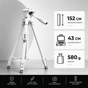 iPhone Tripod 12 13 14 15 Pro Max 152 CM White | Phone Holder