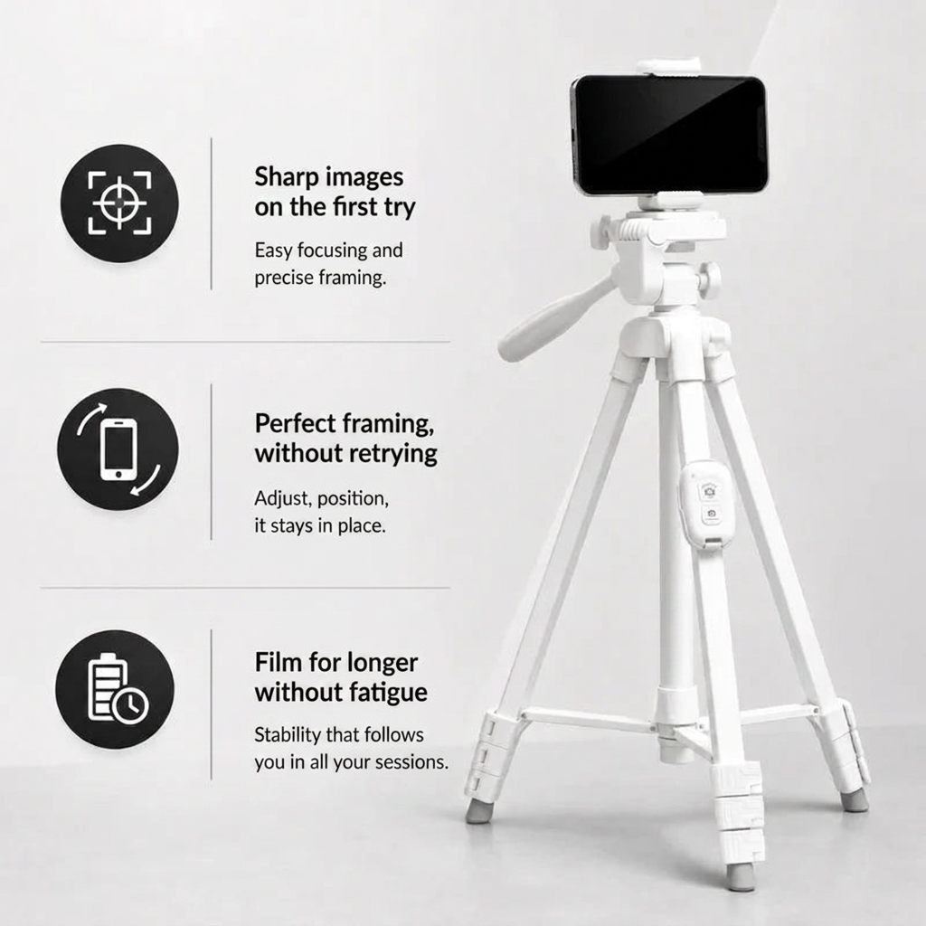 iPhone Tripod 12 13 14 15 Pro Max 152 CM White | Phone Holder