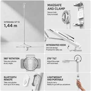 iPhone Tripod 12 13 14 Pro Max 144 CM White MagSafe | Lightweight