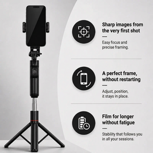 iPhone Tripod 13 14 15 Pro Max 170 CM Red | Built-in Remote