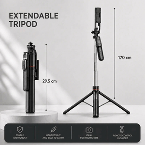 iPhone Tripod 13 14 15 Pro Max 170 CM Red | Built-in Remote