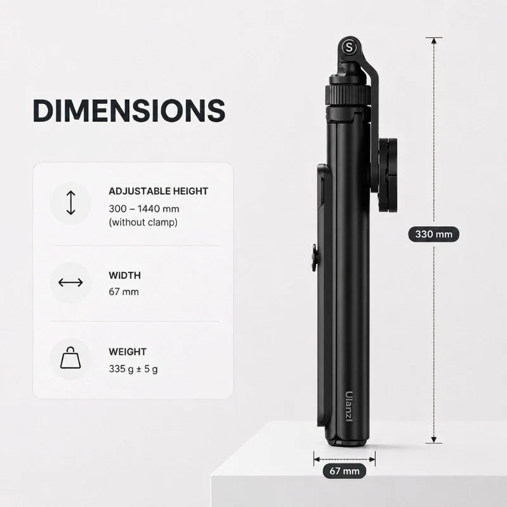 iPhone Tripod 14 15 16 Pro Max 144 CM Black MagSafe | Bluetooth