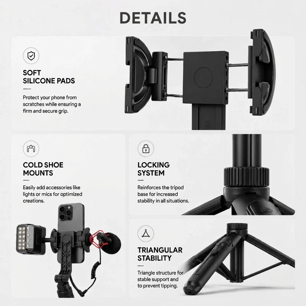 iPhone Tripod 14 15 16 Pro Max 144 CM Black MagSafe | Bluetooth