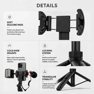 iPhone Tripod 14 15 16 Pro Max 144 CM Black MagSafe | Bluetooth