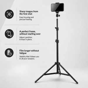 iPhone Tripod 15 16 Pro Max 160 CM Black | Adjustable & Anti-Vibration