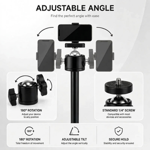iPhone Tripod 15 16 Pro Max 160 CM Black | Adjustable & Anti-Vibration