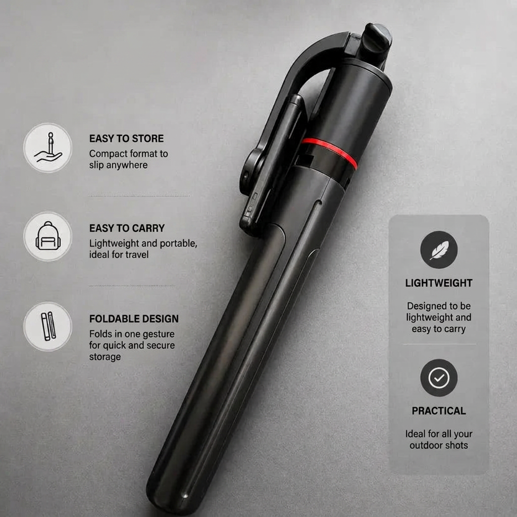iPhone Tripod 15 16 Pro Max 172 CM Black | 360° Rotation
