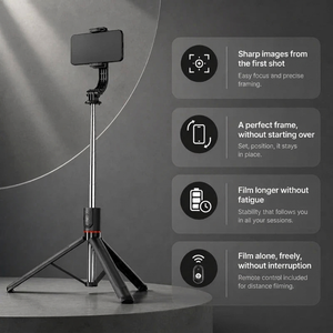 iPhone Tripod 15 16 Pro Max 172 CM Black | 360° Rotation