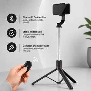 Phone Tripod 172 CM Black | iPhone & Android | 360° Rotation & Extended Reach