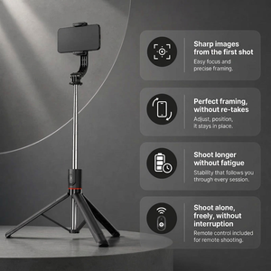Phone Tripod 172 CM Black | iPhone & Android | 360° Rotation & Extended Reach