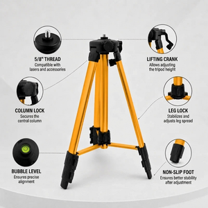Laser Level Tripod 120 CM Yellow Aluminum | Laser Levels & Cross-Line Lasers | Storage Bag Included